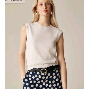 J.Crew Featherweight Cashmere-blend Sweater Shell Button Back Neck Size L NWT